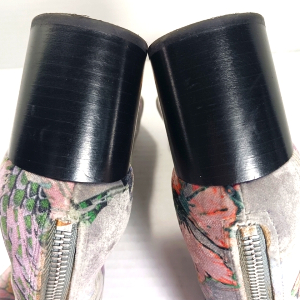 RAG & BONE Drea Floral Velvet Print Back Zip Block Heel Ankle Boots EUC Sz 36 - Picture 5 of 16